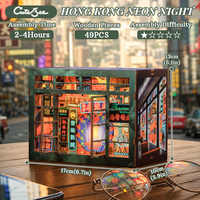 Miniature Led Light Kit For Dollhouse - CUTEBEE 3D Wooden Puzzle Book Nook