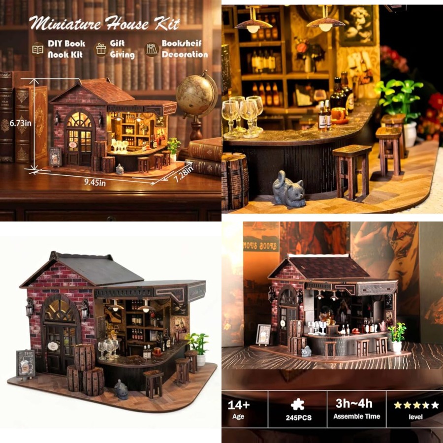 Miniature Led Light Kit For Dollhouse - Book Nook Kit, 3D Wooden Miniature