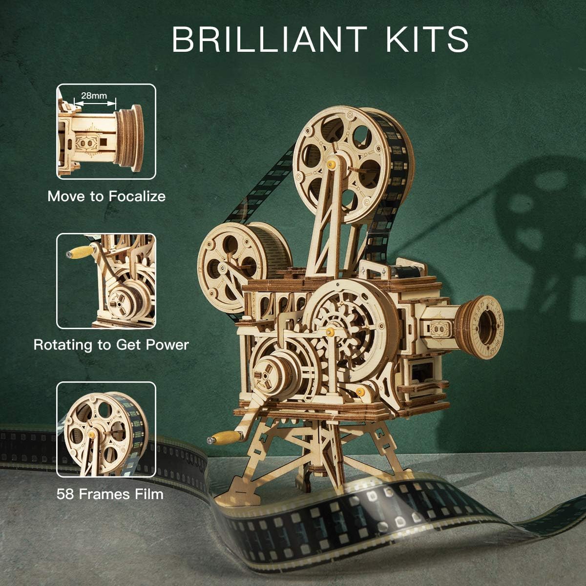 ROKR Vitascope Retro Movie Pro - 3D Wooden Mechanical Puzzle Marble Run recension och pris
