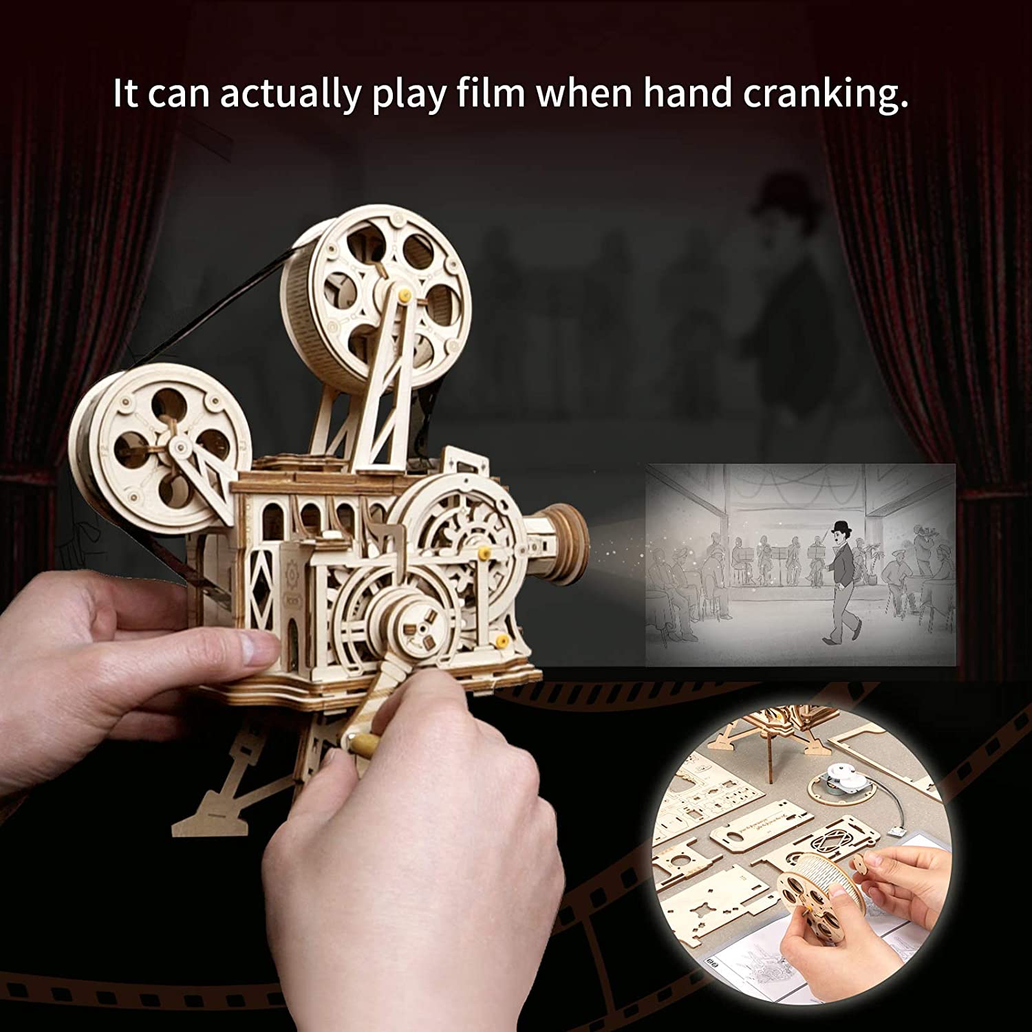 ROKR Vitascope Retro Movie Pro - 3D Wooden Mechanical Puzzle Marble Run recension och pris