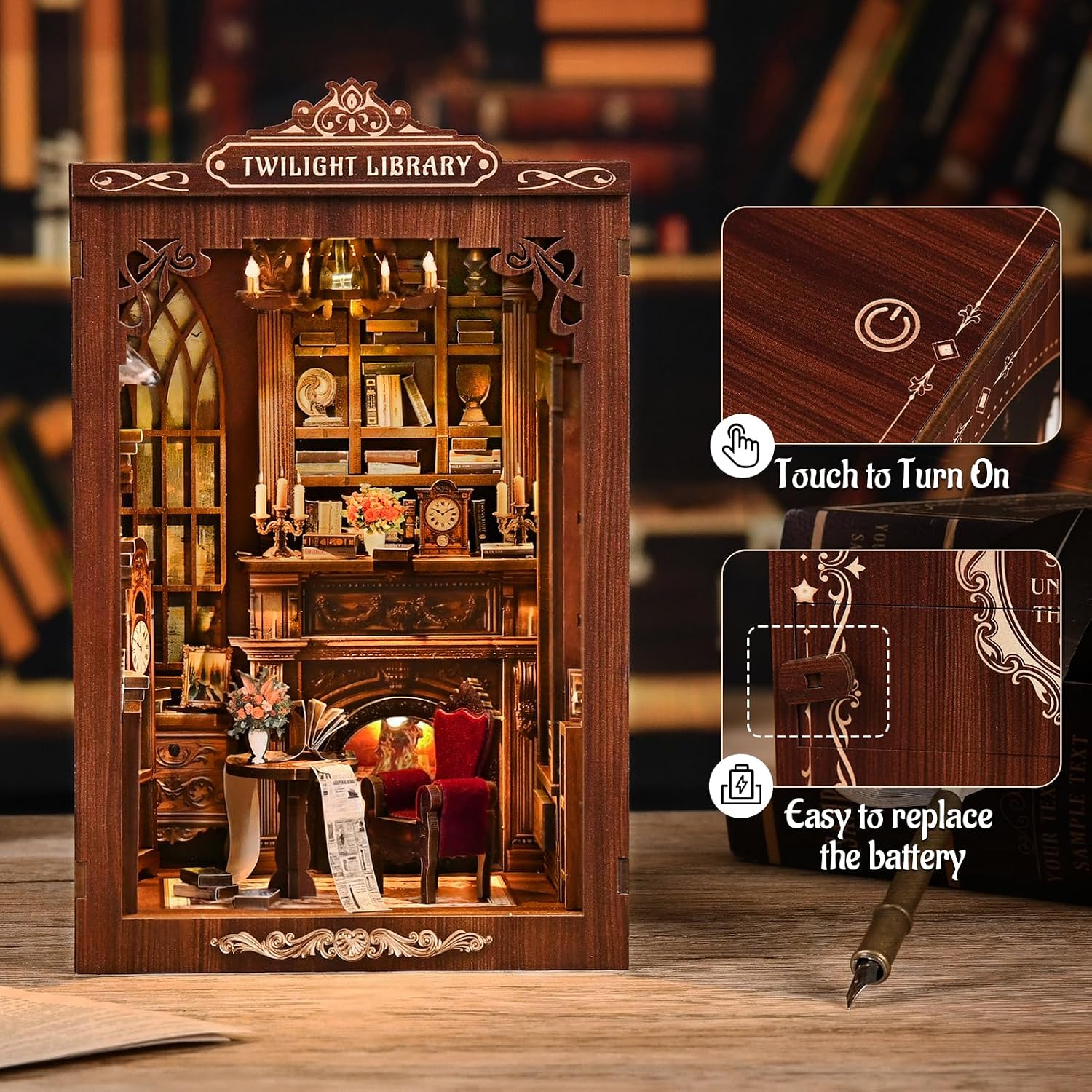 DIY Book Nook Kit Miniature Wo - Diy Miniature Dollhouse Kit Book Nook recension och pris