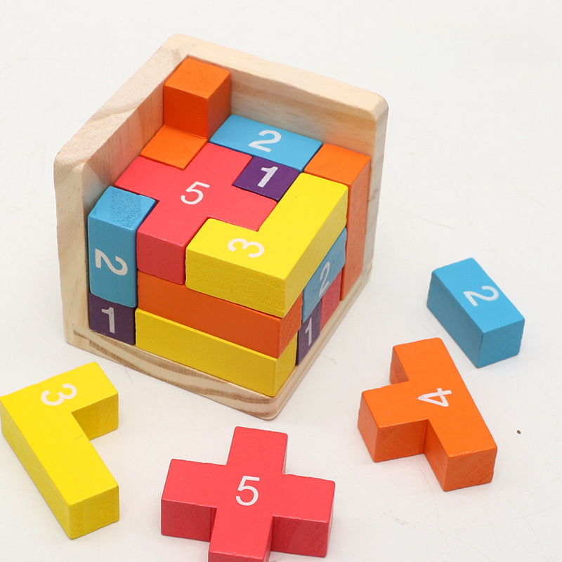 Colorful Wooden Blocks Puzzles - 3D Wooden Mechanical Puzzle Marble Run recension och pris