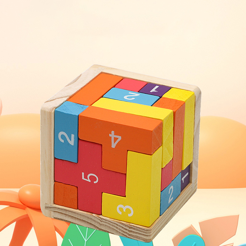 Colorful Wooden Blocks Puzzles - 3D Wooden Mechanical Puzzle Marble Run recension och pris