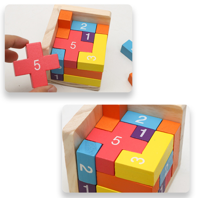 Colorful Wooden Blocks Puzzles - 3D Wooden Mechanical Puzzle Marble Run recension och pris