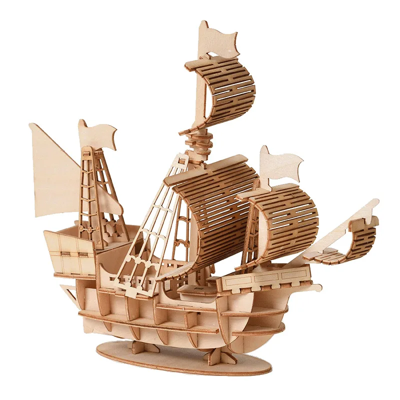 3D Sailboat Wooden Puzzle Asse - 3D Wooden Mechanical Puzzle Marble Run recension och pris