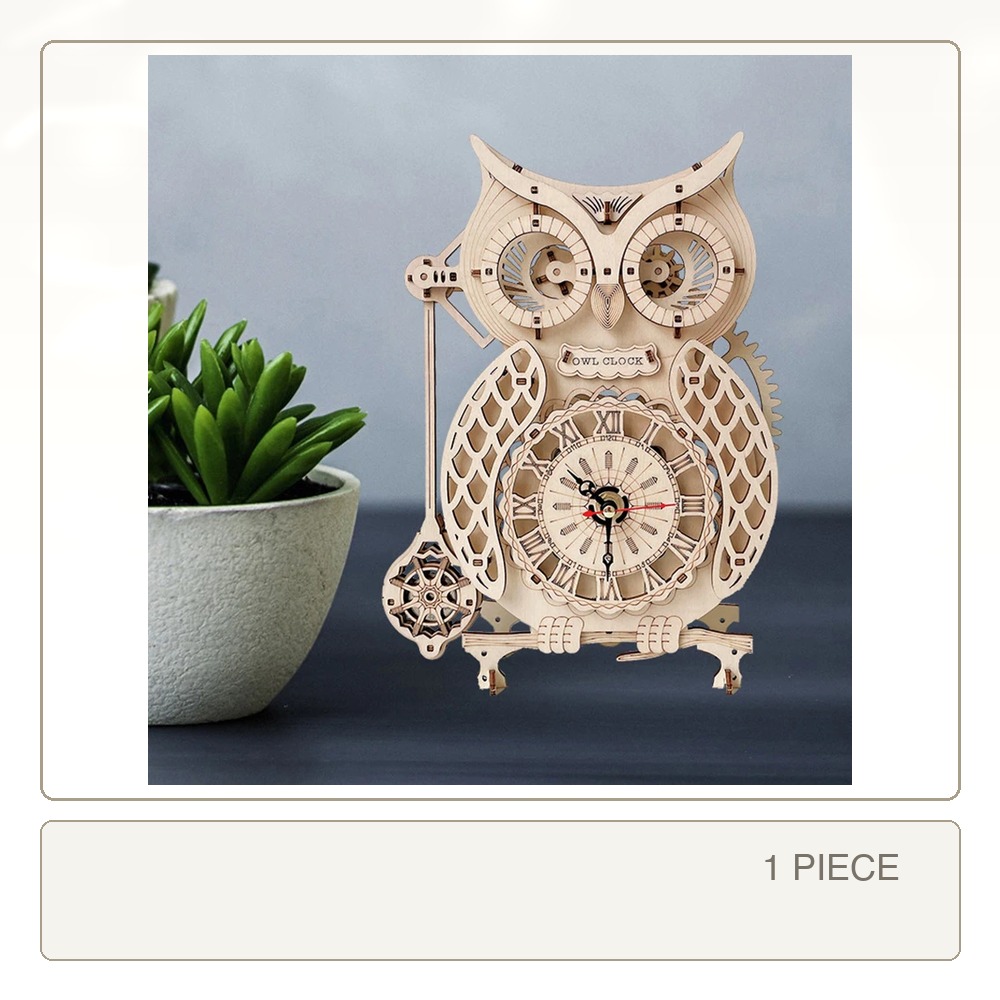 3D Wooden Owl Clock Stereoscop - Wooden Clock Puzzle Mechanical Pendulum recension och pris