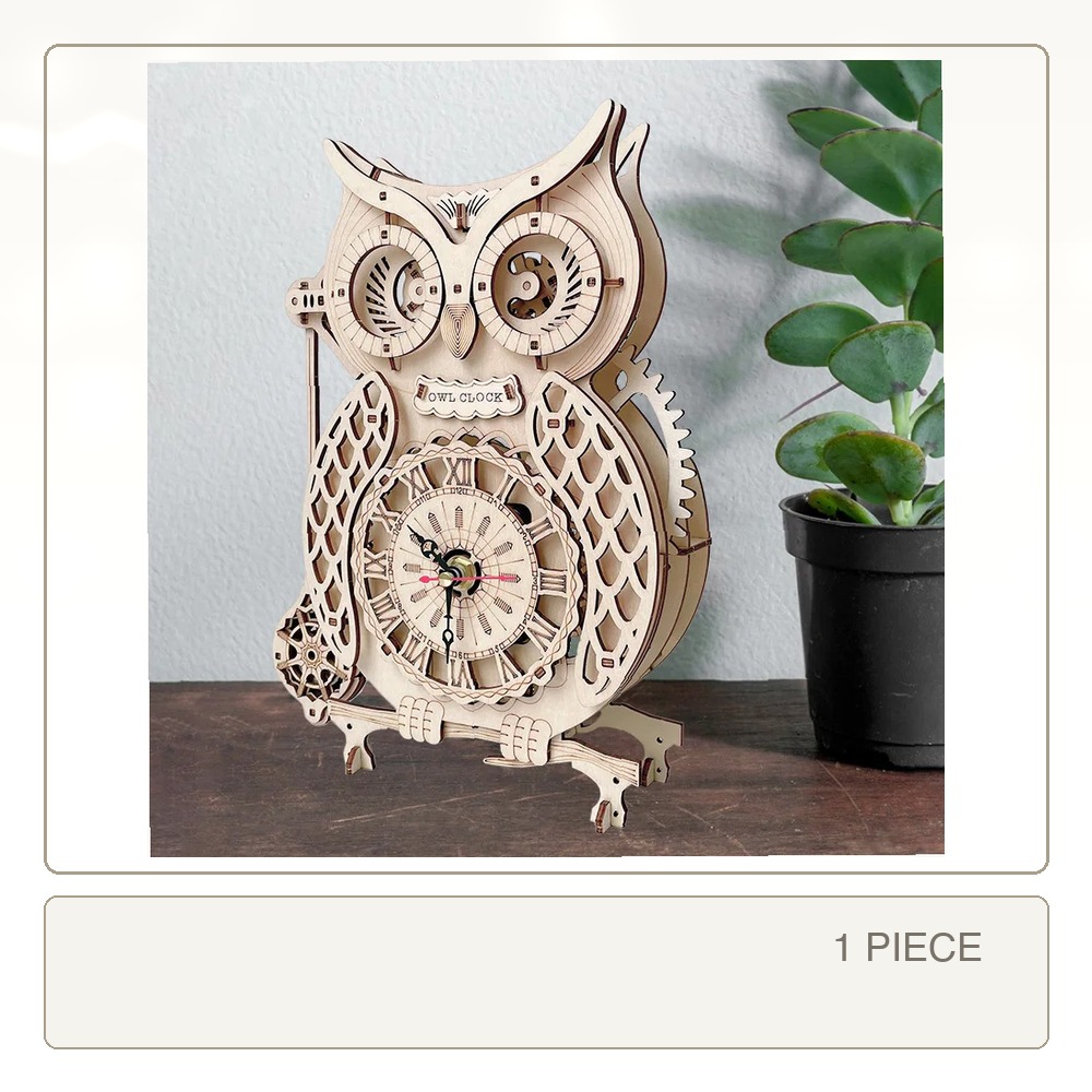 3D Wooden Owl Clock Stereoscop - Wooden Clock Puzzle Mechanical Pendulum recension och pris
