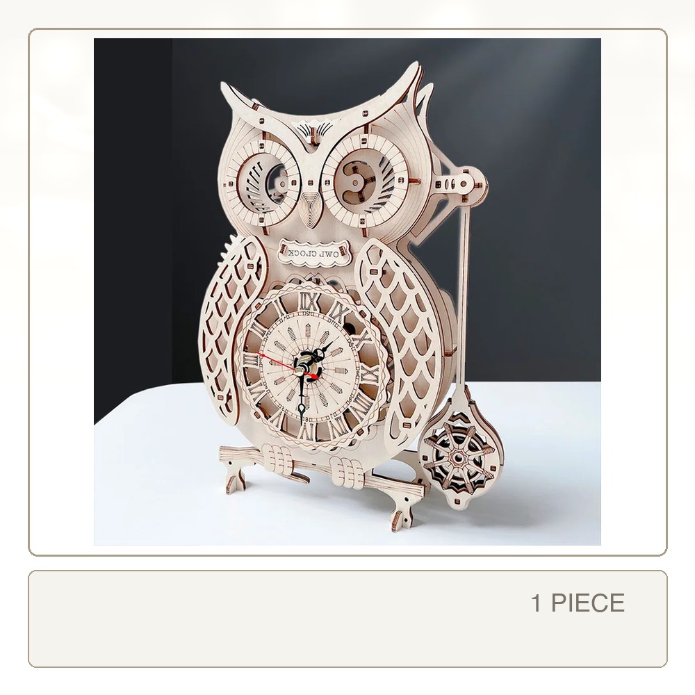 3D Wooden Owl Clock Stereoscop - Wooden Clock Puzzle Mechanical Pendulum recension och pris