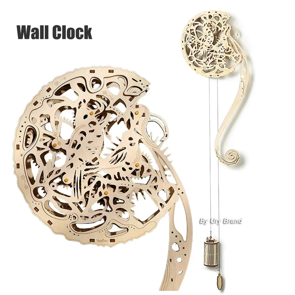 URY DIY 3D Wooden Puzzle Owl W - Wooden Clock Puzzle Mechanical Pendulum recension och pris