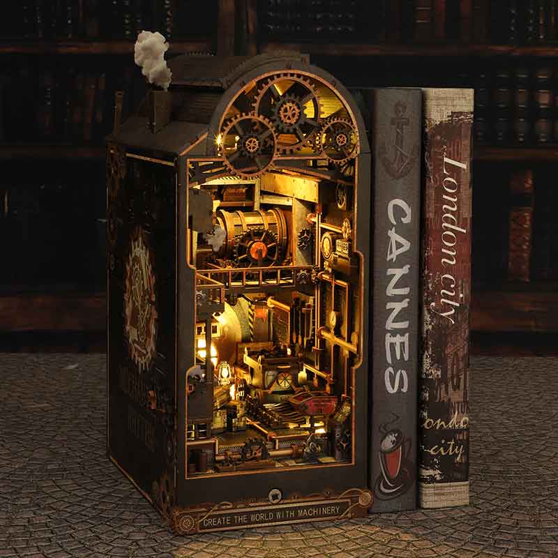Mechanical Workshop Wooden Min - Diy Miniature Dollhouse Kit Book Nook recension och pris