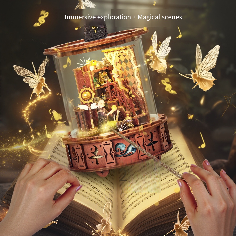 Magic Music Box 360° Visible L - Music Box Wooden 3D Puzzle Rotating recension och pris