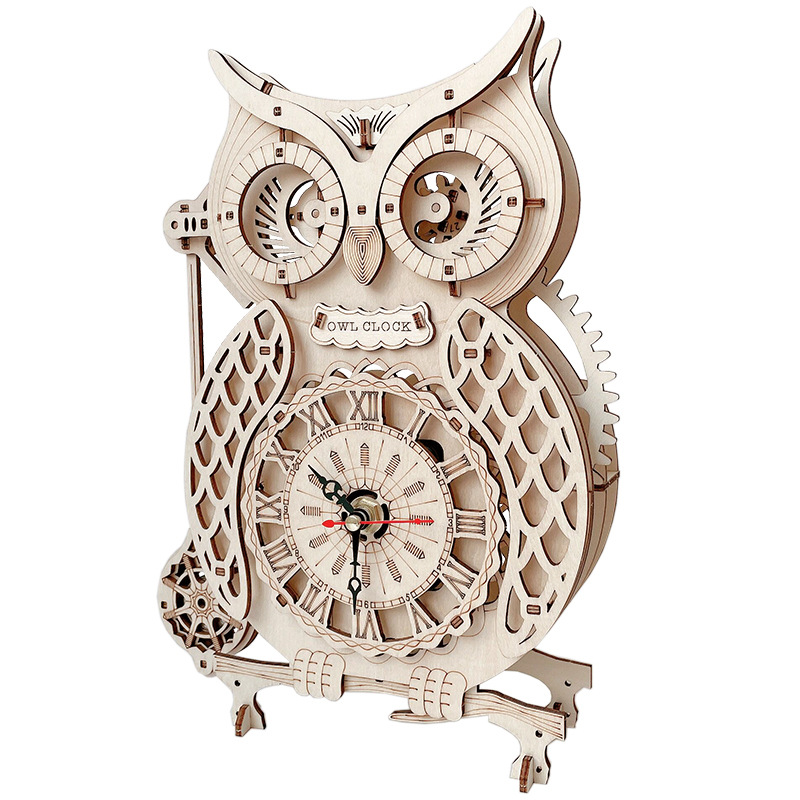 Wooden Puzzle 3D Owl Clock Mod - Wooden Clock Puzzle Mechanical Pendulum recension och pris