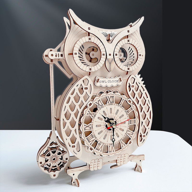 Wooden Puzzle 3D Owl Clock Mod - Wooden Clock Puzzle Mechanical Pendulum recension och pris