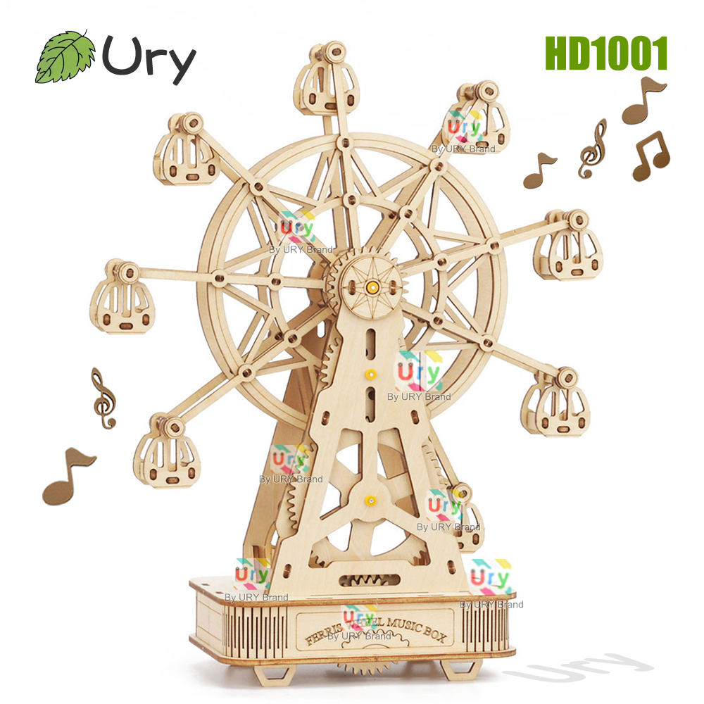 Rotatable DIY 3D Puzzles Mini  - Music Box Wooden 3D Puzzle Rotating recension och pris