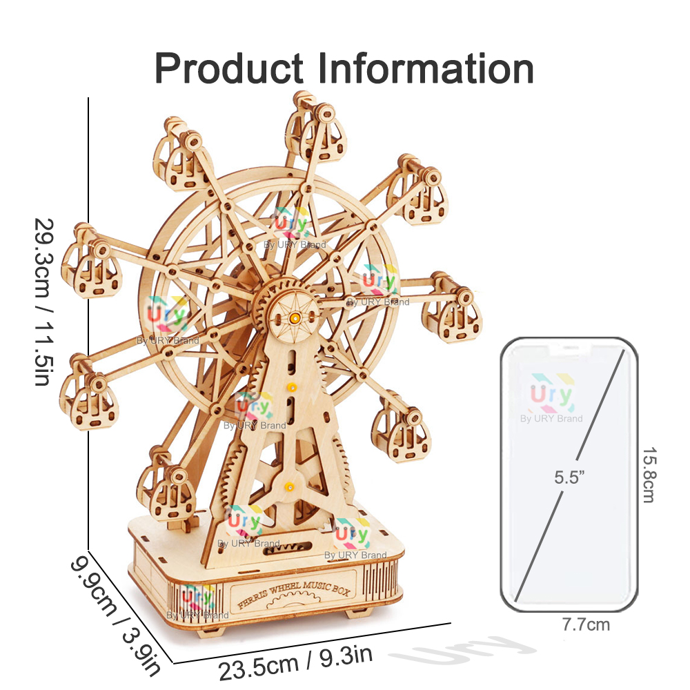 Rotatable DIY 3D Puzzles Mini  - Music Box Wooden 3D Puzzle Rotating recension och pris