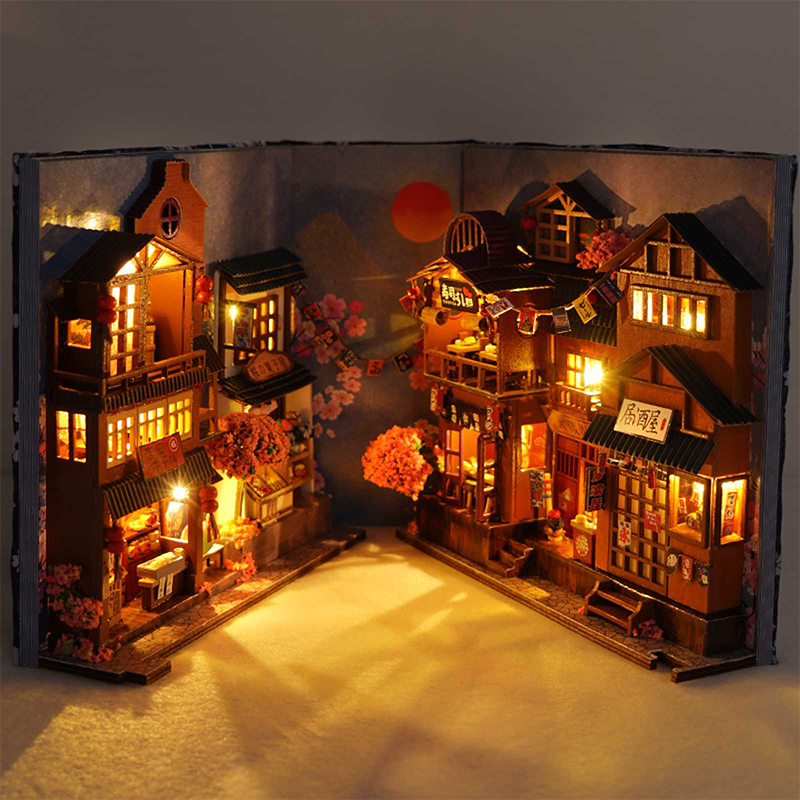 Japanese Retro DIY Wooden Book - Book Nook Shelf Insert Alley Diy recension och pris