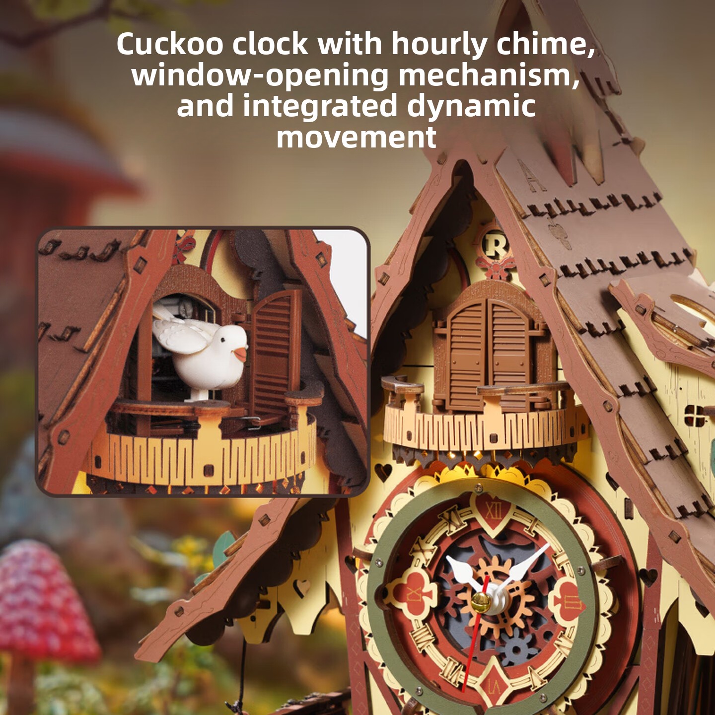 DIY Wooden Cuckoo Clock 3D Ass - Wooden Clock Puzzle Mechanical Pendulum recension och pris