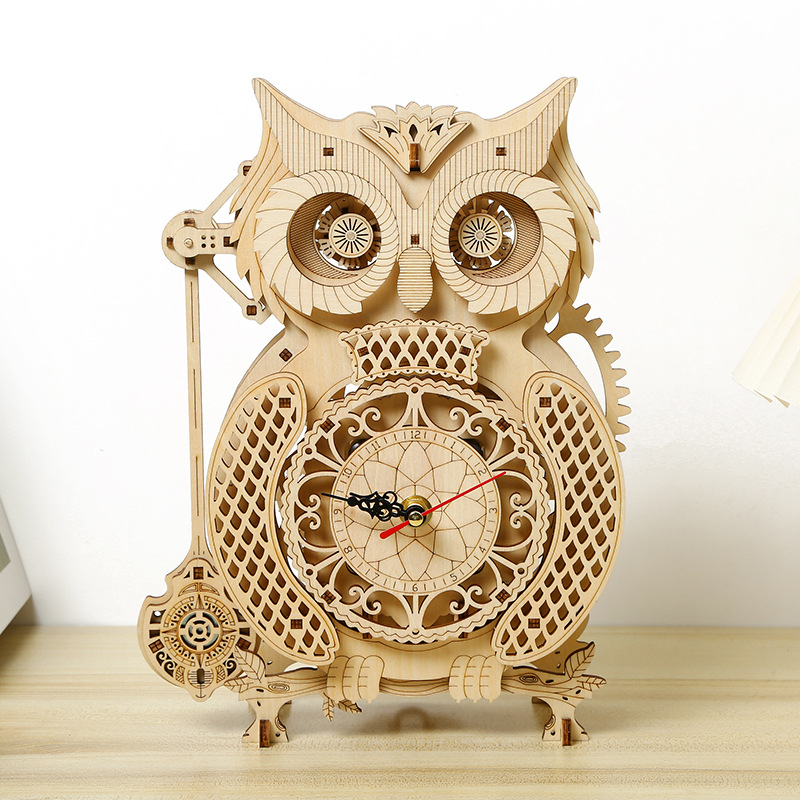 DIY Wooden Owl Pendulum Clock  - Wooden Clock Puzzle Mechanical Pendulum recension och pris