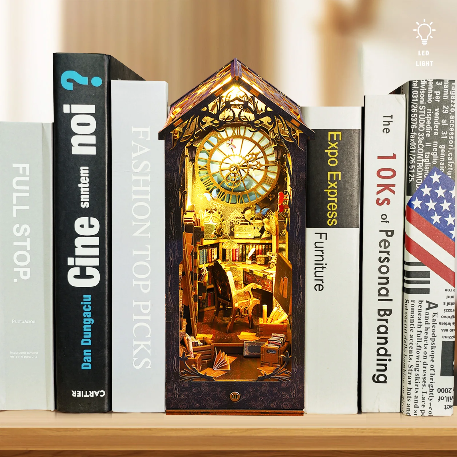 DIY Book Nook Kit 3D Wooden Pu - Miniature Led Light Kit For Dollhouse recension och pris