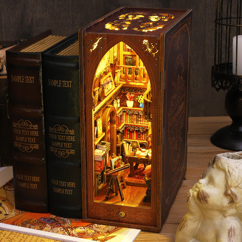 DIY Book Nook Shelf Insert Kit - Diy Miniature Dollhouse Kit Book Nook recension och pris