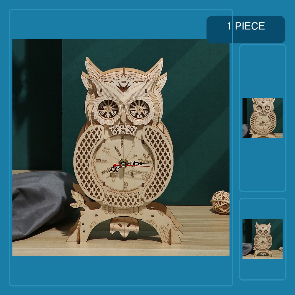 Wooden Owl Desk Standing Pendu - Wooden Clock Puzzle Mechanical Pendulum recension och pris