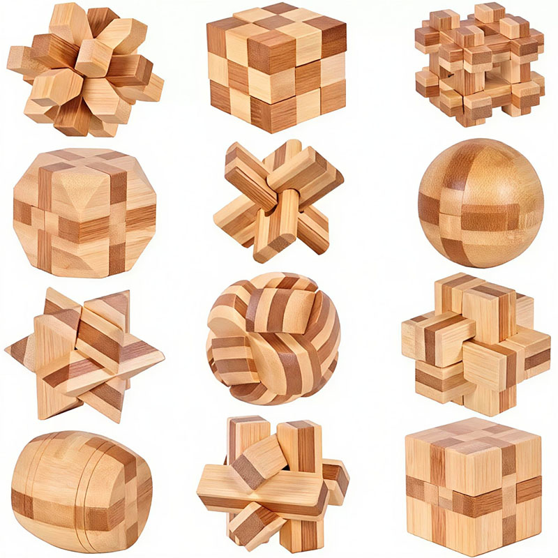 NEW 4.5CM Lu Ban Lock Puzzle B - 3D Wooden Mechanical Puzzle Marble Run recension och pris