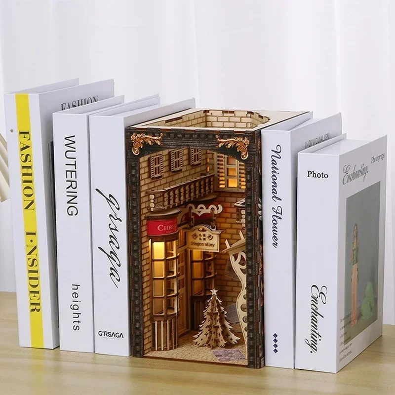New Creative DIY Wooden Book N - Book Nook Shelf Insert Alley Diy recension och pris