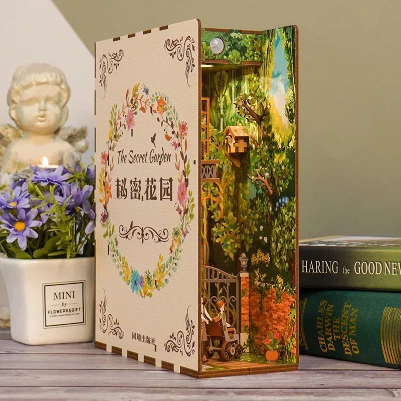 DIY Wooden Book Nook Shelf Ins - Diy Miniature Dollhouse Kit Book Nook recension och pris