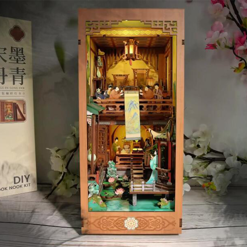 DIY Wooden Book Nook Shelf Ins - Diy Miniature Dollhouse Kit Book Nook recension och pris