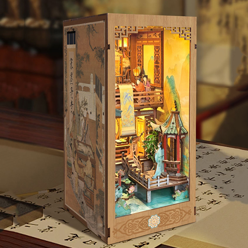 DIY Wooden Book Nook Shelf Ins - Diy Miniature Dollhouse Kit Book Nook recension och pris