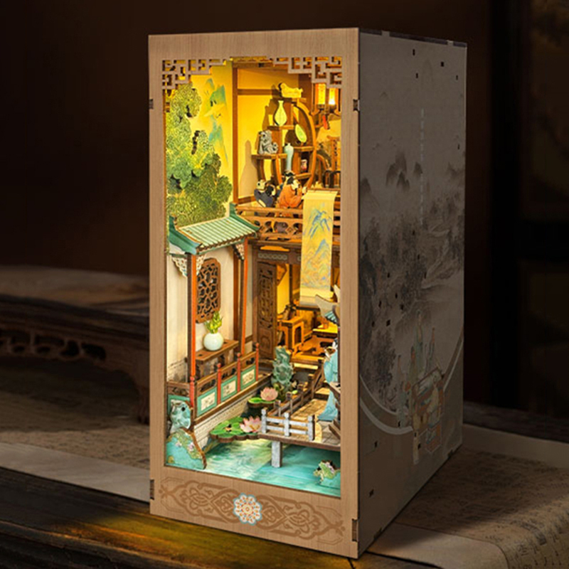 DIY Wooden Book Nook Shelf Ins - Diy Miniature Dollhouse Kit Book Nook recension och pris