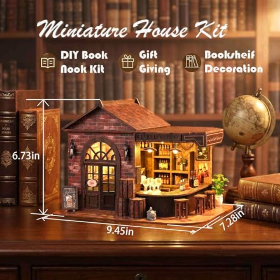 Book Nook Kit, 3D Wooden Minia - Miniature Led Light Kit For Dollhouse recension och pris