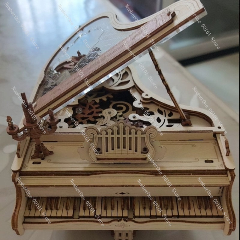 Piano Music Box 3D Wooden Puzz - Music Box Wooden 3D Puzzle Rotating recension och pris