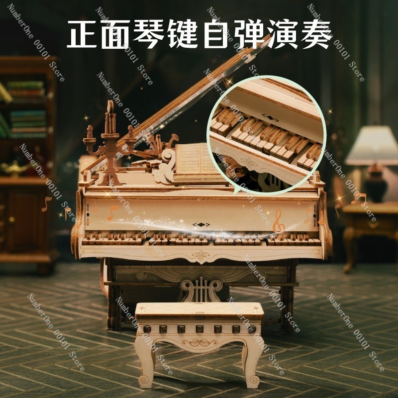 Piano Music Box 3D Wooden Puzz - Music Box Wooden 3D Puzzle Rotating recension och pris