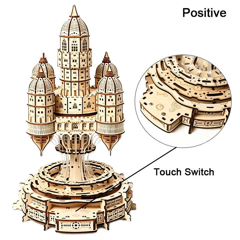 City In The Sky Castle 3D Wood - Music Box Wooden 3D Puzzle Rotating recension och pris