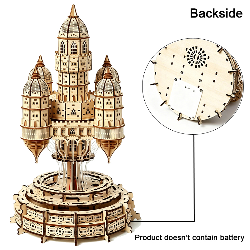 City In The Sky Castle 3D Wood - Music Box Wooden 3D Puzzle Rotating recension och pris