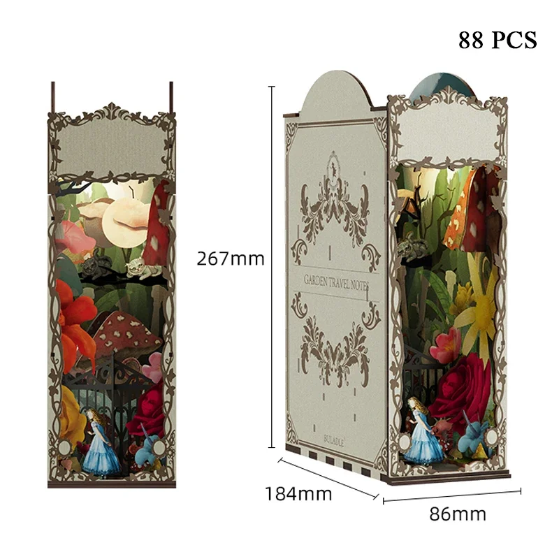Garden Travelogue Bookends Boo - Diy Miniature Dollhouse Kit Book Nook recension och pris