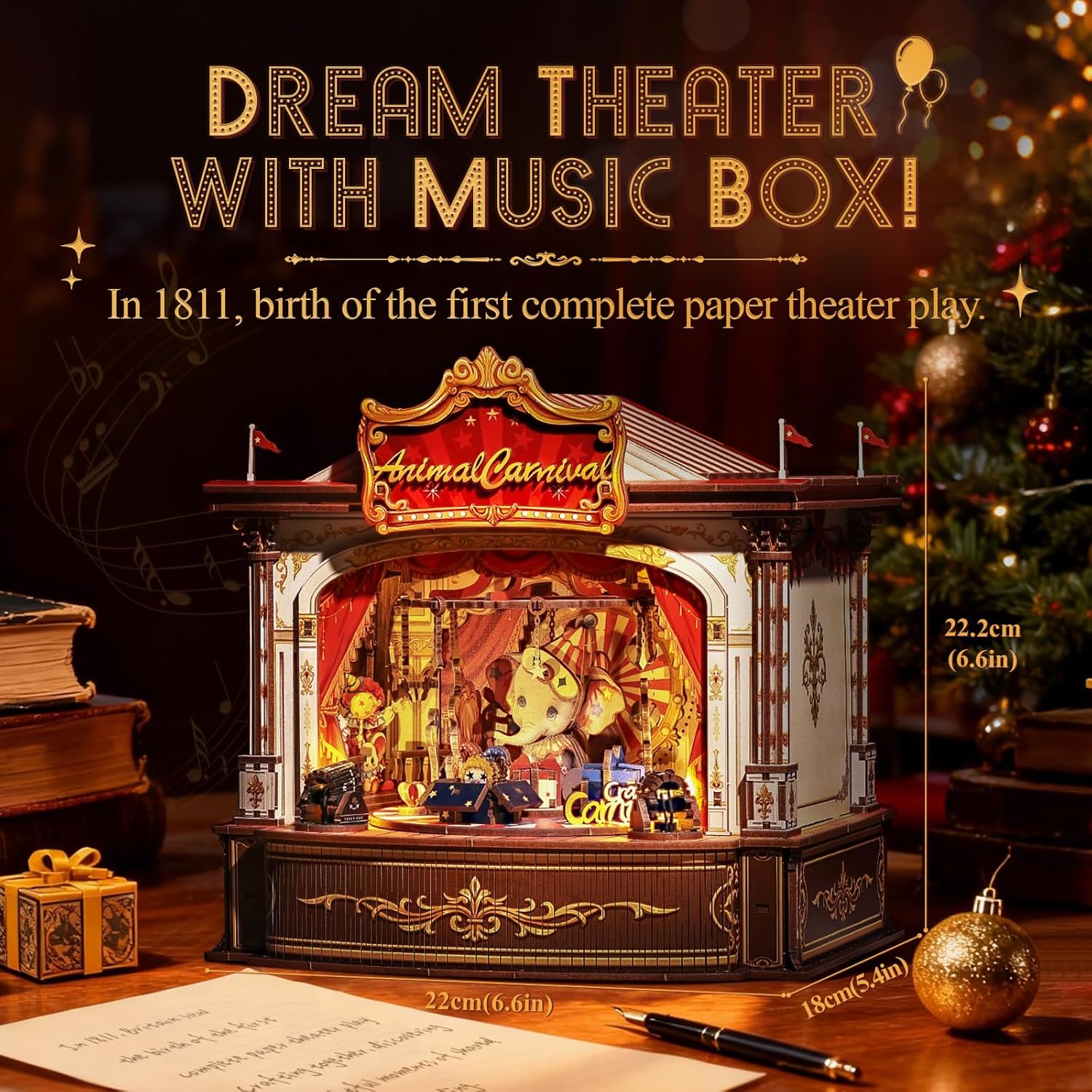 3D Wooden Puzzles Music Box -  - Music Box Wooden 3D Puzzle Rotating recension och pris