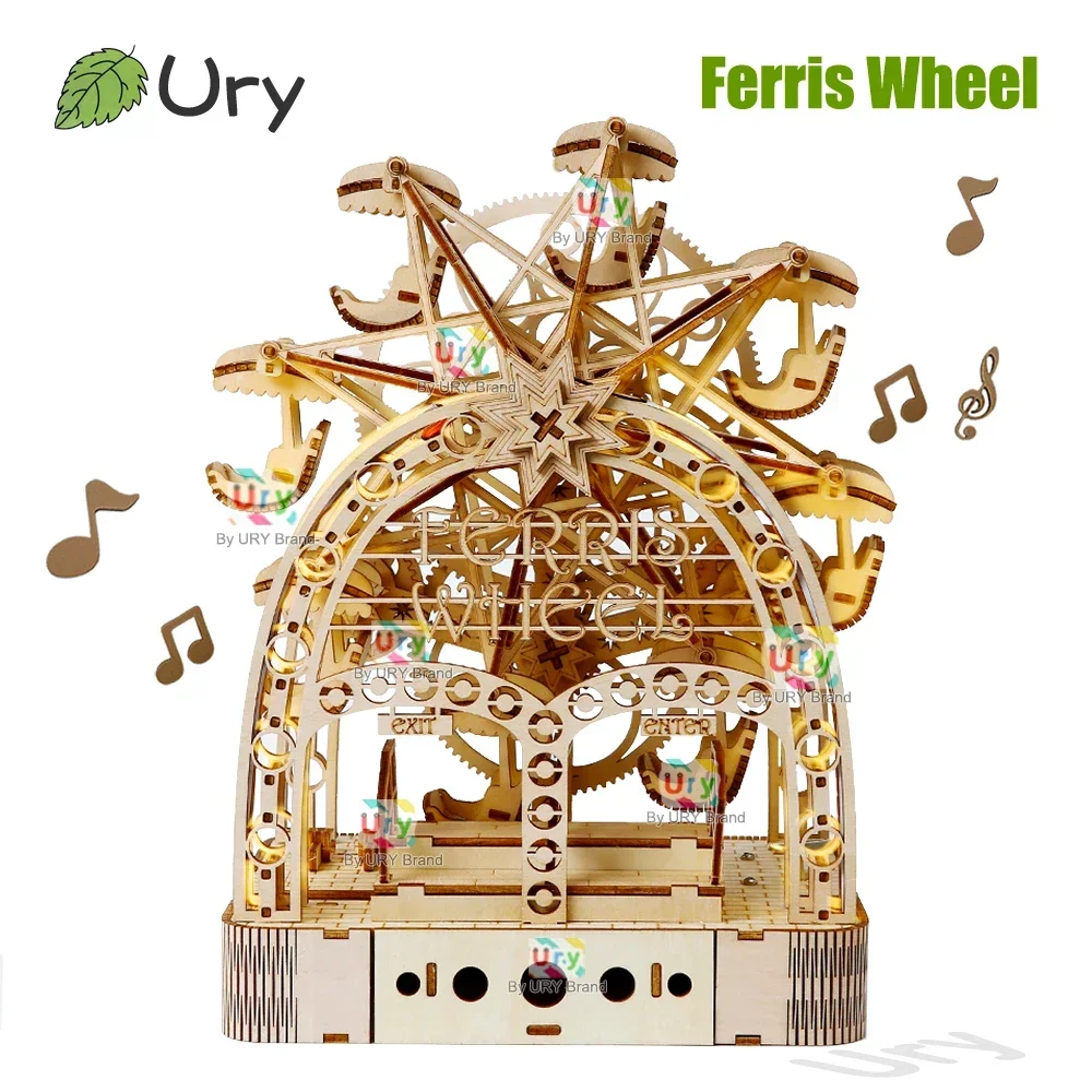 Ury 3D Wooden Puzzles Led Hand - Music Box Wooden 3D Puzzle Rotating recension och pris