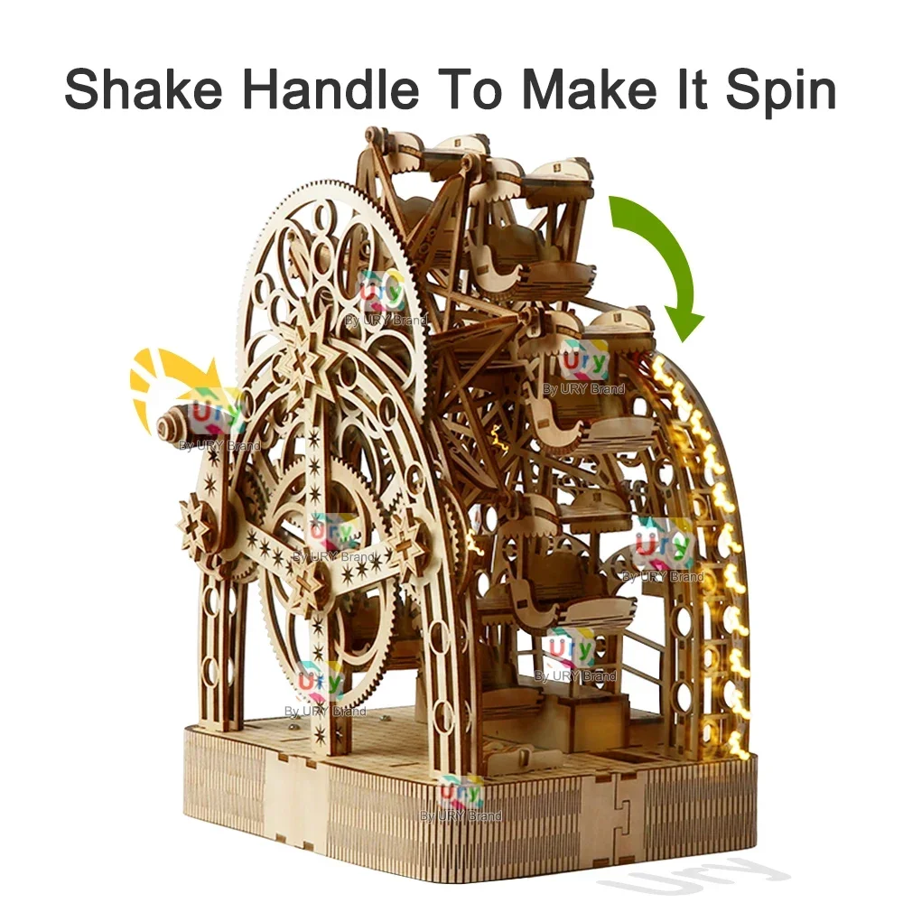 Ury 3D Wooden Puzzles Led Hand - Music Box Wooden 3D Puzzle Rotating recension och pris
